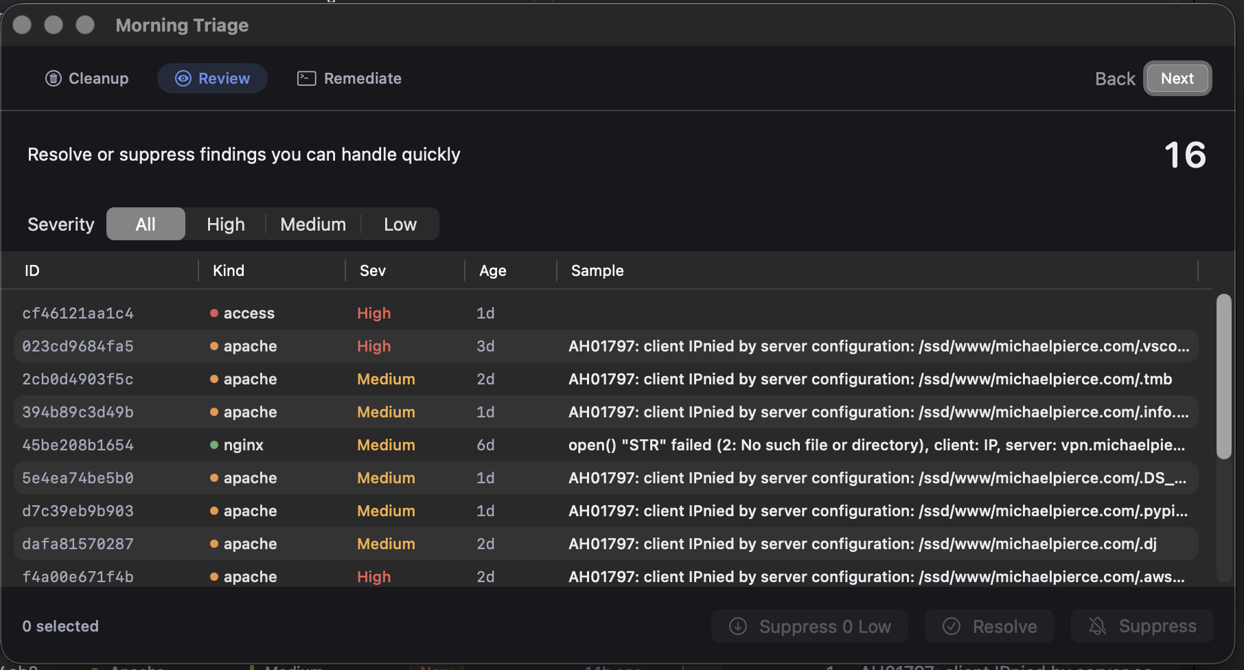 Remediation flow with proposed fix and approval gate